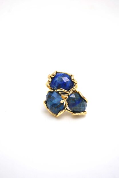 Anillo piedras trío azul real