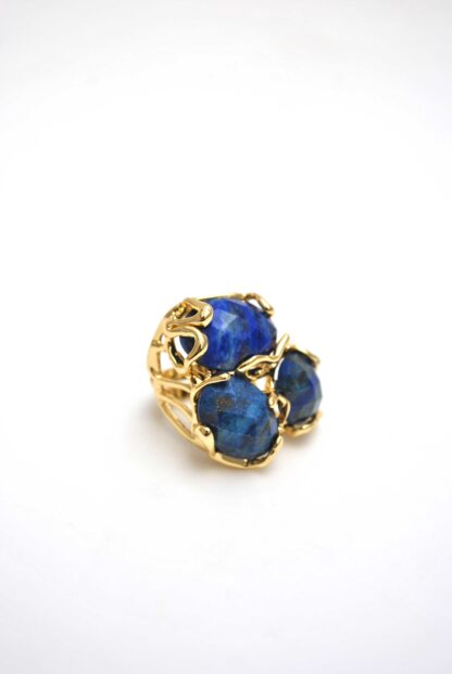 Anillo piedras trío azul real - Imagen 2