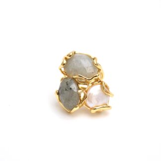 Anillo aurora de labradorita y nácar