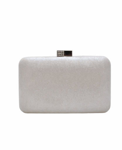 Clutch blanco roto brillo plata