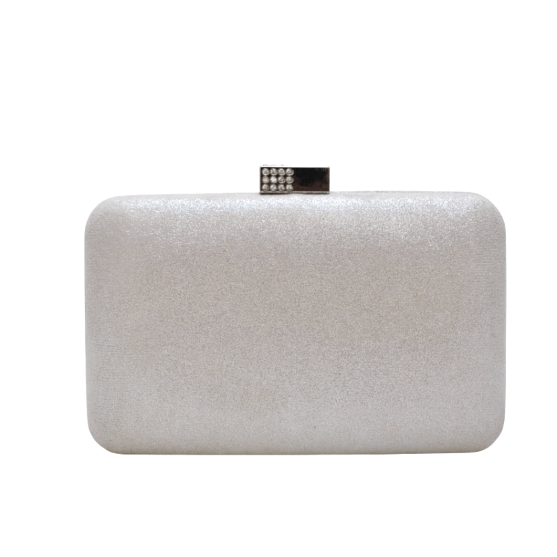Clutch blanco roto brillo plata