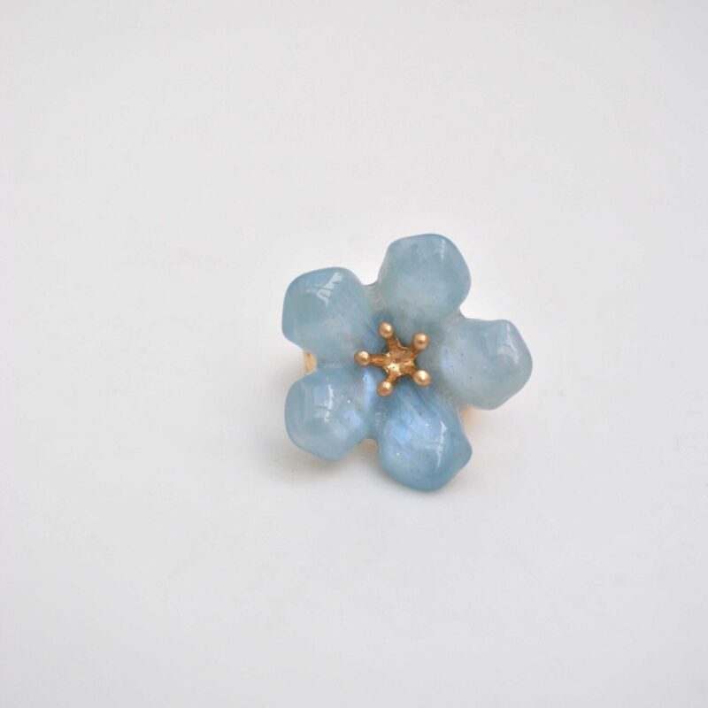 Anillo elástico azul flor