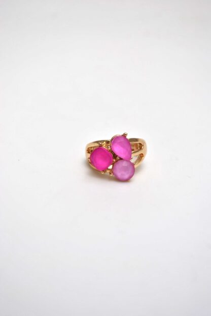 Anillo elástico cristales rosas