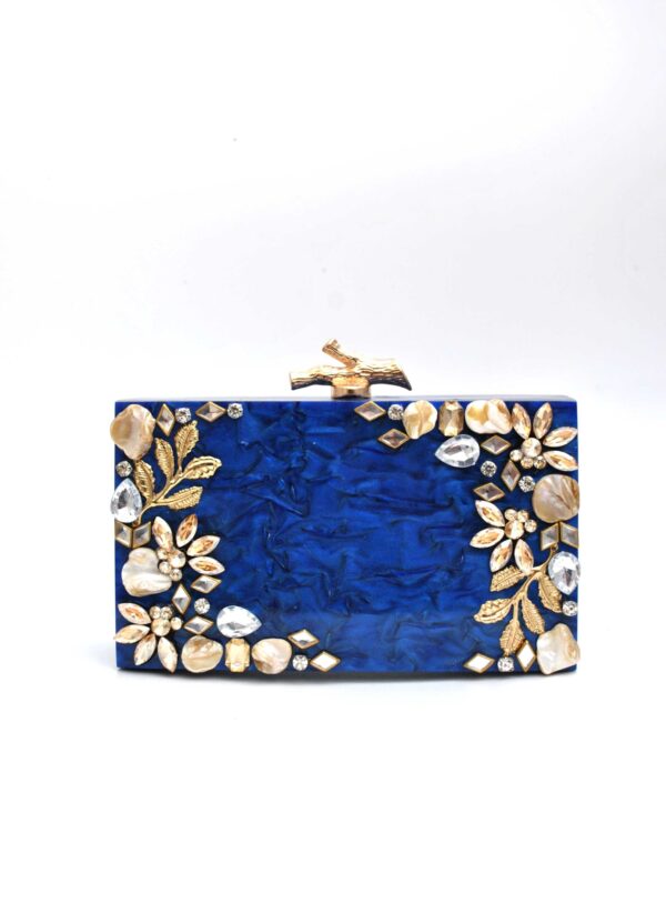 Clutch resina azulón y oro