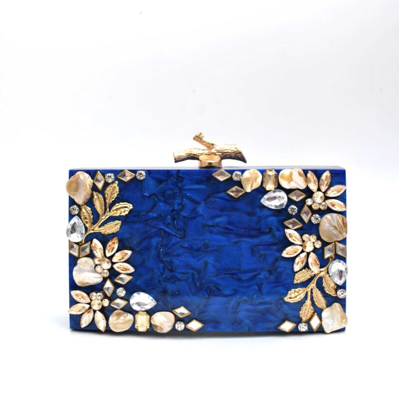 Clutch resina azulón y oro