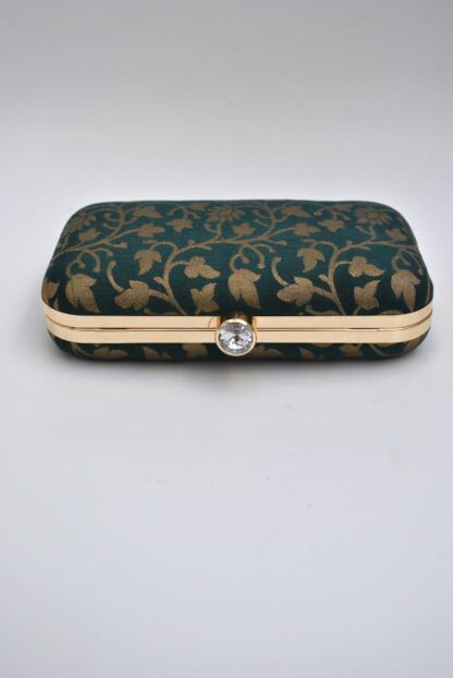 Clutch verde flores doradas - Imagen 4
