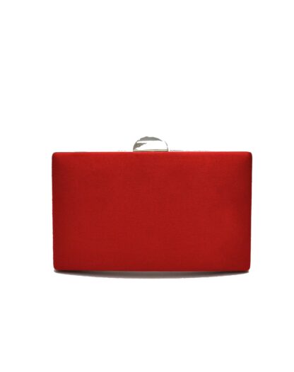 Bolso clutch rojo y plata