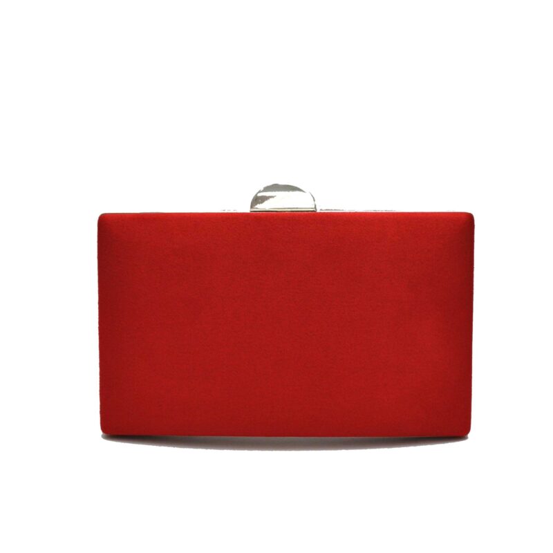 Bolso clutch rojo y plata