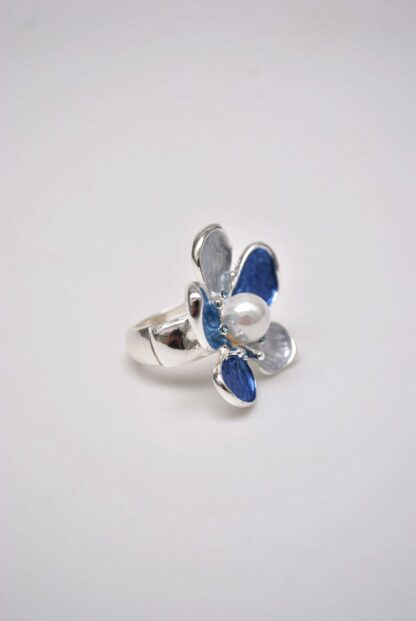 Anillo elástico flor y perla - Imagen 2