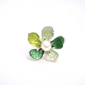 Anillo flor verde y perla