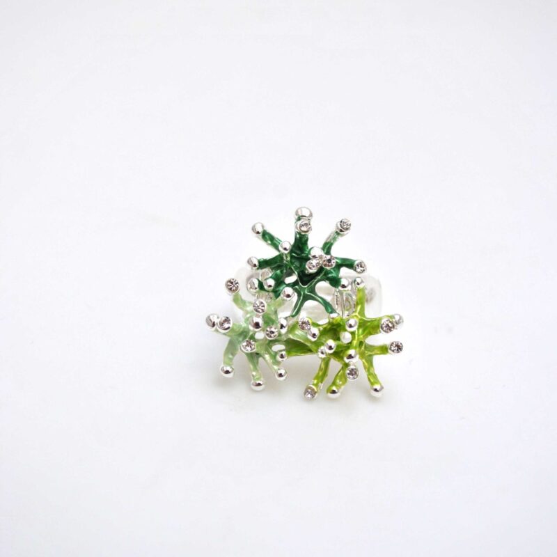 Anillo elástico floral verde