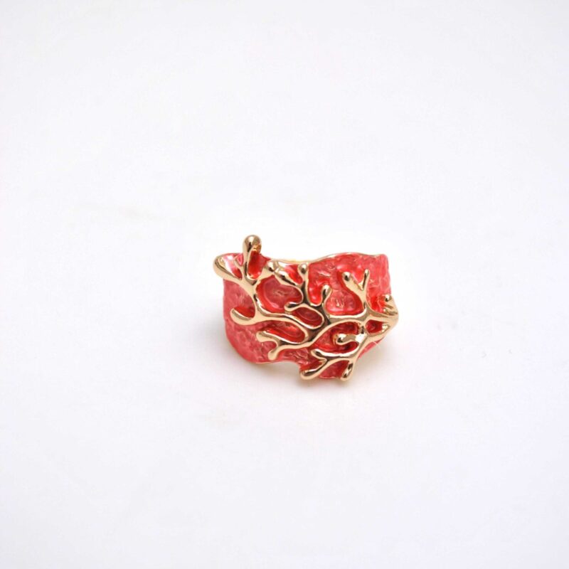 Anillo elástico coral y oro