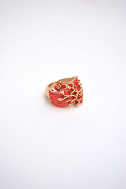 Anillo elástico coral y oro - Imagen 2