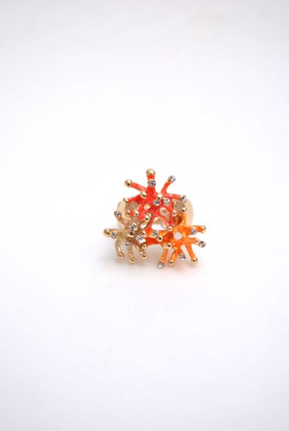Anillo elástico floral naranja