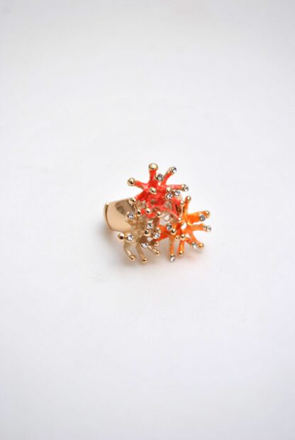 Anillo elástico floral naranja - Imagen 2