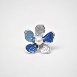 Anillo elástico flor y perla