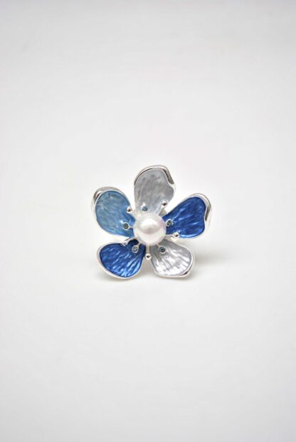 Anillo elástico flor y perla