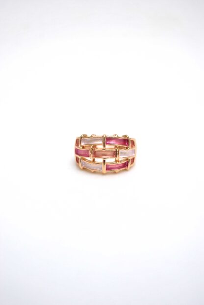 Anillo elástico trenzado rosa