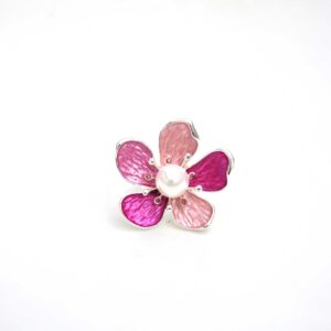 Anillo flor rosa y perla