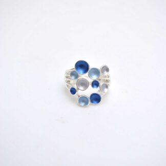 Anillo elástico azul círculos