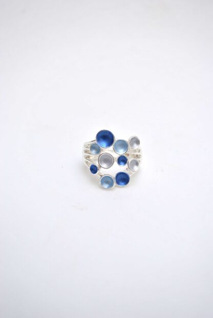 Anillo elástico azul círculos