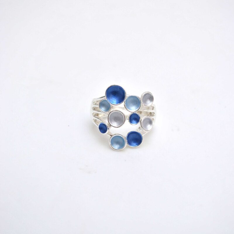 Anillo elástico azul círculos