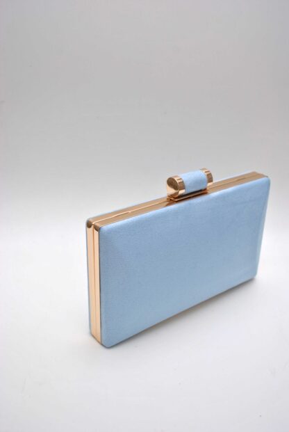 Clutch azul y dorado broche - Imagen 2