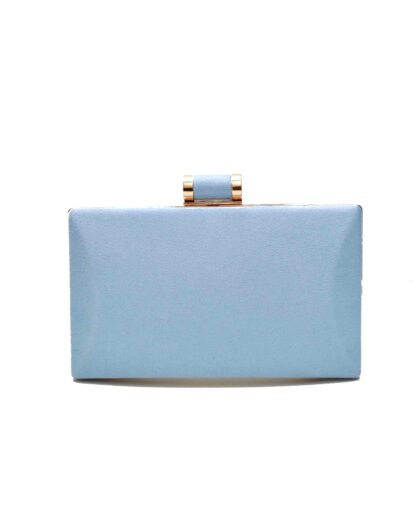 Clutch azul y dorado broche