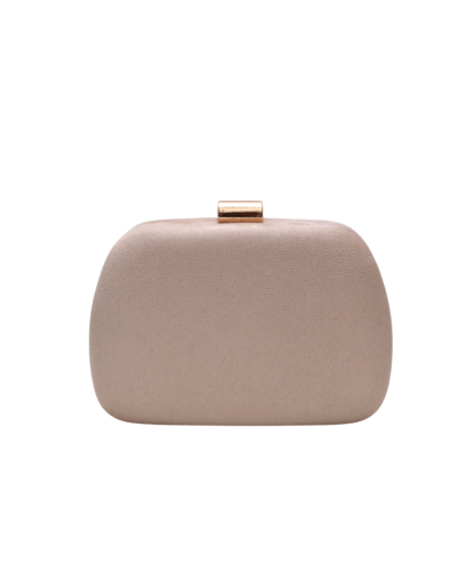 Clutch ovalado beige y dorado