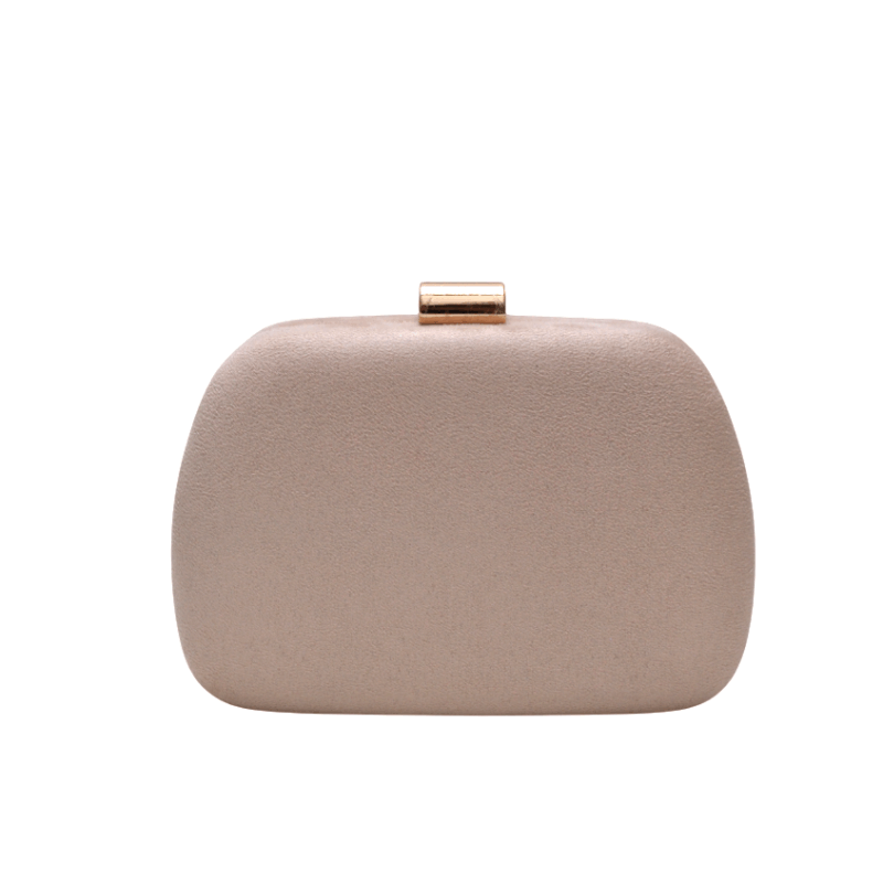 Clutch ovalado beige y dorado