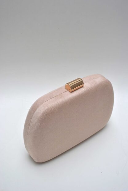 Clutch ovalado beige y dorado - Imagen 2