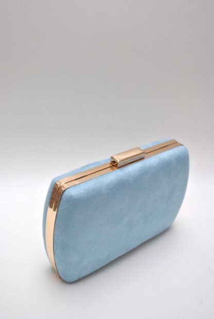Clutch ovalado azul y oro - Imagen 2