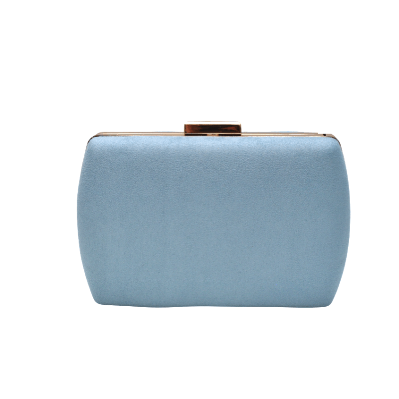 Clutch ovalado azul y oro