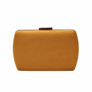 Clutch ovalado mostaza y oro