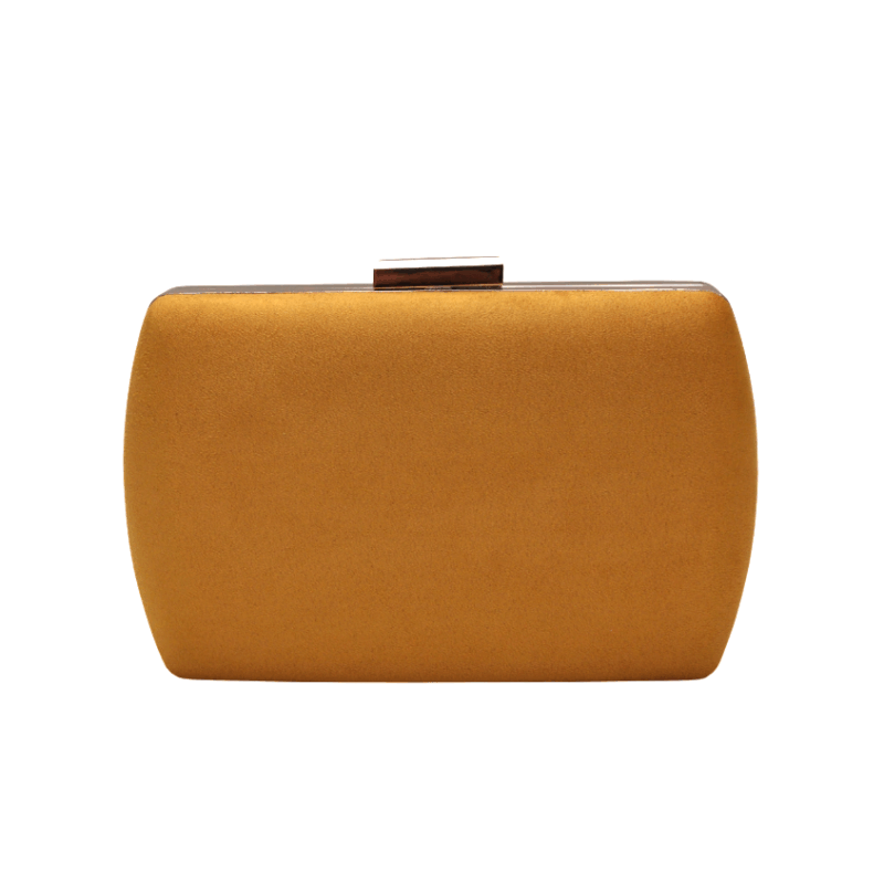 Clutch ovalado mostaza y oro
