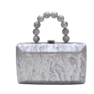 Clutch nácar gris plata asa