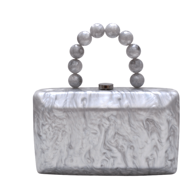 Clutch nácar gris plata asa