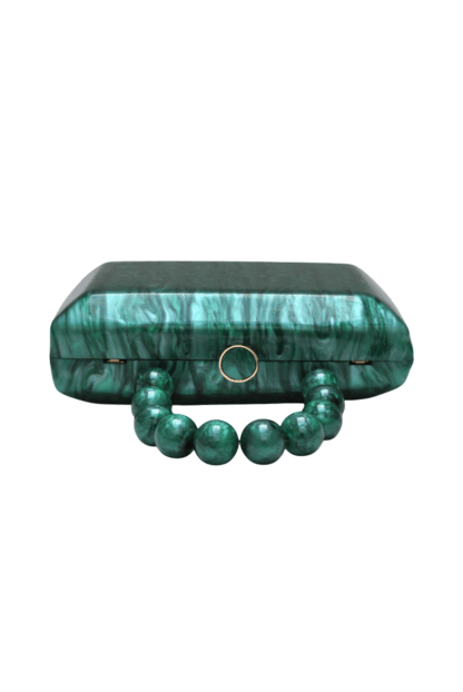 Clutch nácar verde con asa - Imagen 2