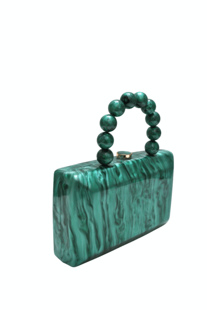 Clutch nácar verde con asa - Imagen 3