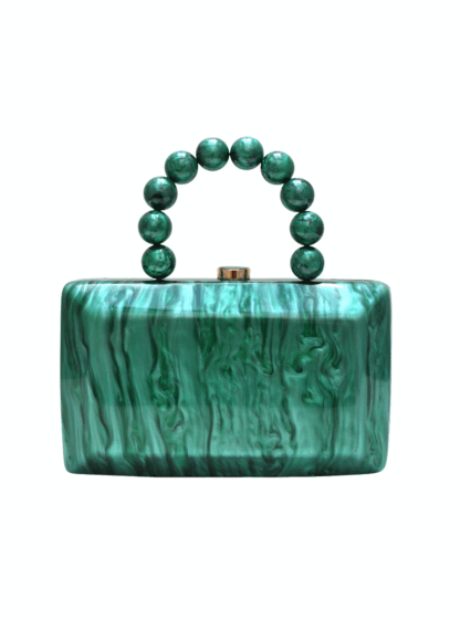 Clutch nácar verde con asa