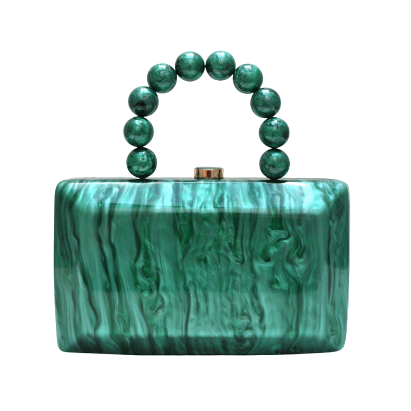 Clutch nácar verde con asa