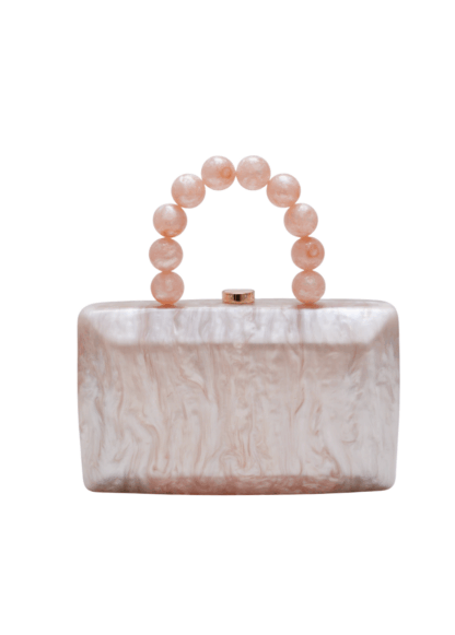 Clutch nácar rosa con asa