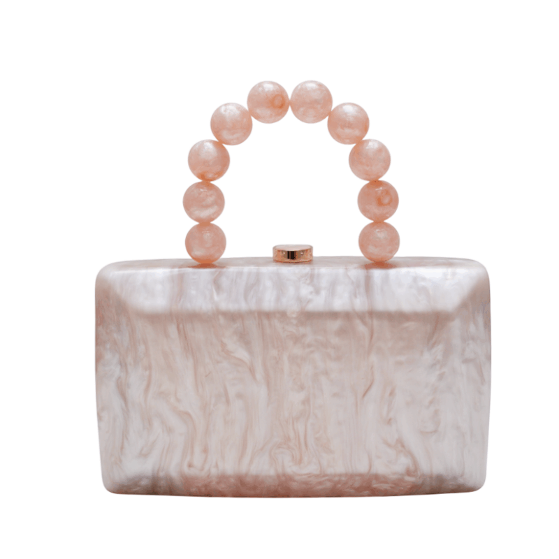 Clutch nácar rosa con asa