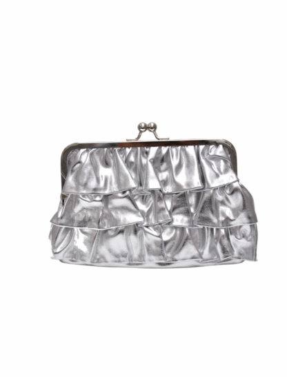 Cartera plateada volantes
