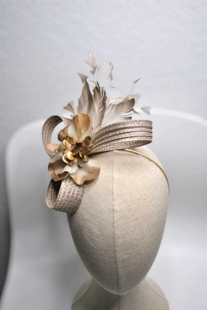 Diadema tocado champagne - Imagen 3
