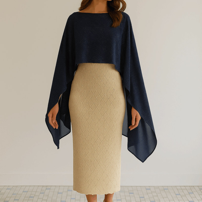 Capa gasa azul marino brillo plata