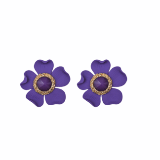 Pendientes morados flor