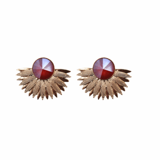Pendientes dorados cristal burdeos