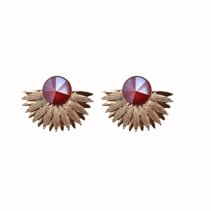 Pendientes dorados cristal burdeos