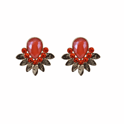 Pendientes hojas cristal naranja